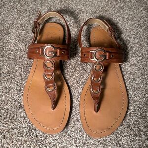 G by Guess Tan Leather Sandals